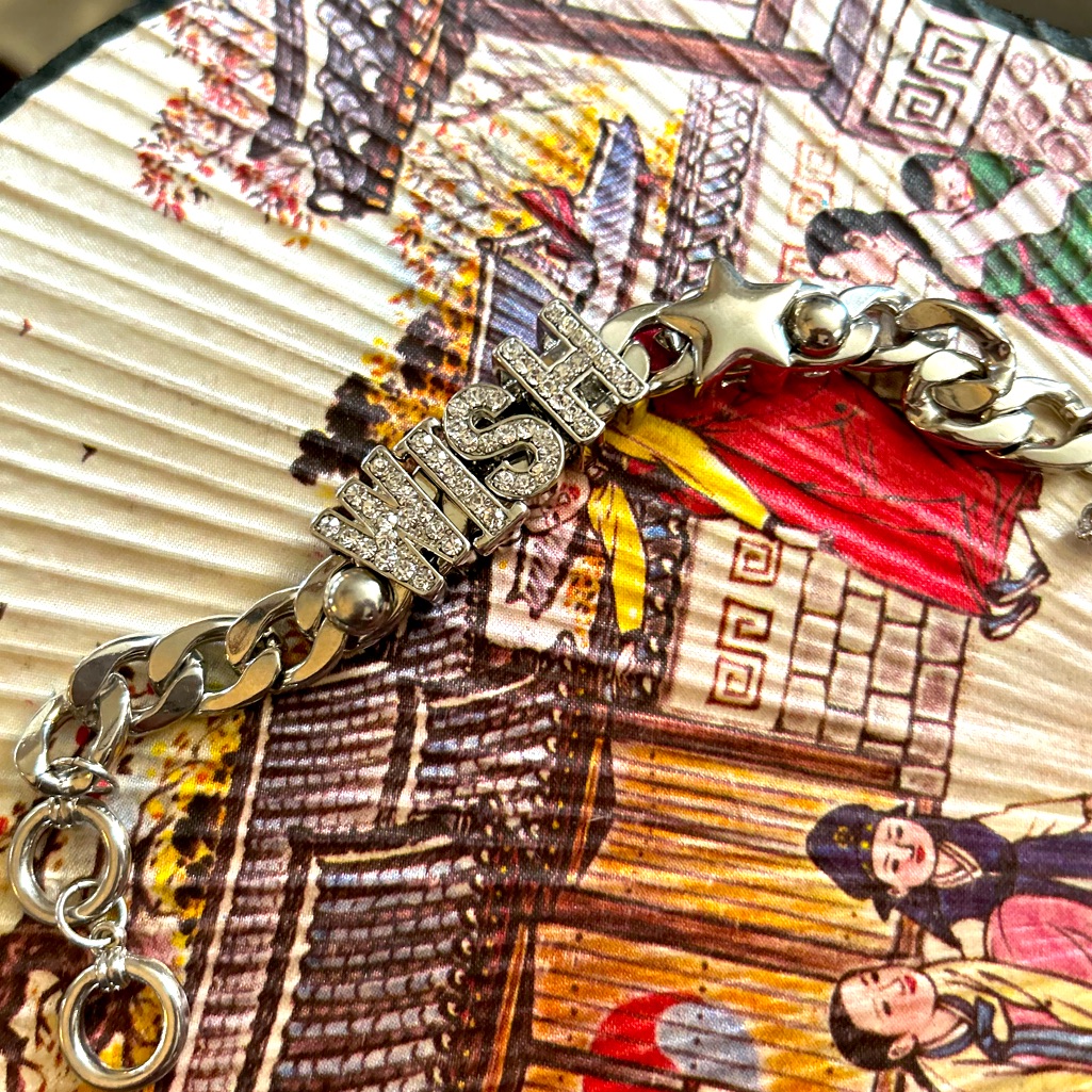 Wish Crystal And Star Silver Bracelet ,Toggle & 2,Rings,- Sizes 7-1/4” To 8-1/4”
